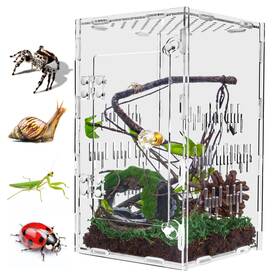 Ff003 Tcooso Acrylic Jumping Spider Enclosure 10 Inch 6 Large Ventilated Reptile Terrariu