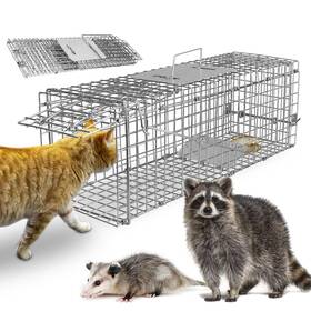 Teqhome 730056062935 Live Animal Cage Trap Collapsible Humane Galvanized S