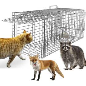 Hp3964 Teqhome Large Live Animal Cage Trap 32 Inch X12.5 X12 Collapsible Humane Cag