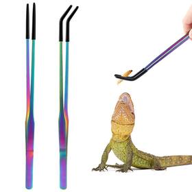Oli-xywsjz-cs-2p Texsens Fba Oliiss Stainless Steel Reptile Feeding Tongs With Rubber Tip - 10.6 Inch Straight &