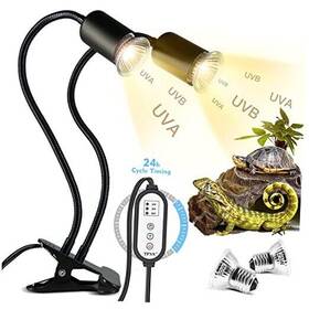 Wgd-003 Tfnn Reptile Heat Lamp Double-head With Clamp Uva Uvb