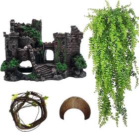 Tfwadmx 313033422467 Resin Classical Castle Reptile Habitat Decorations Lizard Hideouts Cave