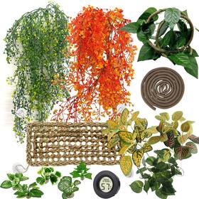 E-201 Tfwadmx 15pcs Bearded Dragon Accessories Reptile Plants Hammock Hygrometer Decor