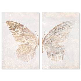 40073 The Oliver Gal Artist Co. 24x36x2 Canv Xhd Animals Ftgolden Butterfly Glimmer Two Pieceft Insects By White G