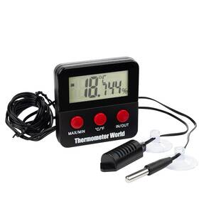 Thermometer World In/010 Digital Reptile And Humidity Gauge Remote Probes Black