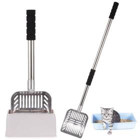 Tideme 768346507019 Cat Litter Scooper 32 Inch Long Handle Sifter Scoop With Holder Deep Sta