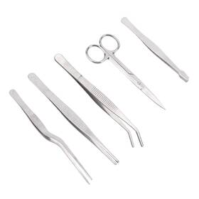 1088037 Tinoaly 5pcs Plant Tweezers And Scissors Long Stainless Steel Garden Bend Silver
