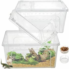 Tl-reptilefeedingbox-w-2p Tlence 2 Pack Critter Keeper 12.6 Inch X8.7 X6 Clear Plastic Enclosure Terrarium Porta
