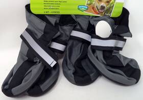 5250595 Top Paw Black And Gray Reflective Waterproof Dog Boots M New