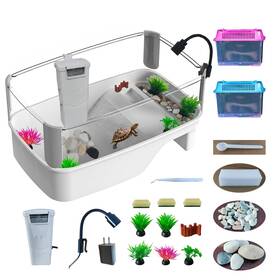 Totzlian 762849686035 Small Turtle Tank Habitat Kit With Basking Platform For Turtles Crayfish C