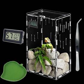 Treelf 711691647787 Reptile Terrarium Tank With Locking Latch 8 Inch X6 X14 Acrylic Feeding