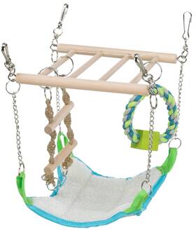 Trixie 011905062983 Small Animal Suspension Bridge With Hammock Rope Ladder And Ring Cage Acce