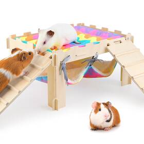 Cydps005301-fba Unicorn Catcher Guinea Pig Hideout With Hammock Soft Pigs Wooden Piggy