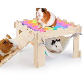 Cydps005401-fba Unicorn Catcher Guinea Pig Hideout With Hammock Soft Pigs Wooden Piggy
