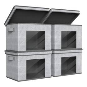 Un0674 Univivi Foldable Fabric Storage Boxes Large Bins With Lids 4-pack C