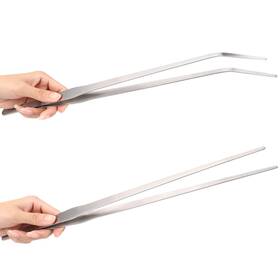 Unlumm 726672008020 Long Tweezers 15 Inch - 2 Pcs Stainless Steel Aquarium Curved And S