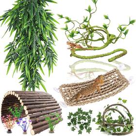 La33331 - Us 10pcs Reptile Tank Accessories Hammocks Vines And Bridges For Bearded Dragons