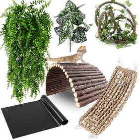 La4000 - Us Bearded Dragon Tank Accessories Reptile Mat Hammock Plants Bridge Jungle Climbe
