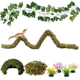 B0g28hhnbx Utoumon Reptile Tank Accessories Bendable Moss Vine Mossy Caves Fake Leaves