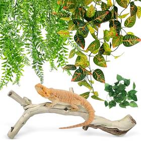 Tp081-2 Vcepjh 4 Pcs Reptile Plants Climbing Wood Branch Terrarium Hanging Fake Plant Leave