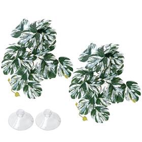 Tp084-2 Vcepjh Reptile Plants With Suction Cup Amphibian Habitat Decor 2 Pcs Artificial Leav