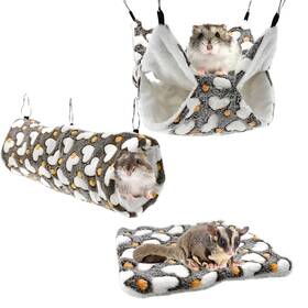 Ht0133uk-fba Vehomy 3pcs Small Pet Hammock Set Tunnel And Warm Mat For Hamster Ferret
