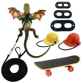 Ht0161-fba Vehomy Bearded Dragon Harness Leash Lizard Helmet Hat Set - Wit