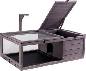Msh-t02 Vevor Wooden Tortoise House And Enclosure Light Stand 2-room Reptile 38x24x13 Inch