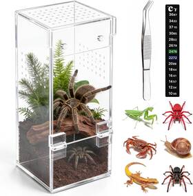Vodolo 705353626678 No Assembly 3mm Thick Acrylic Jumping Spider Enclosure Magnetic Closure Front Do