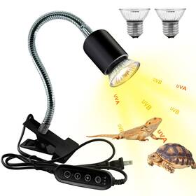 Waazoorep 727458186697 Reptile Heat Lamp Uva Uvb Light With 360 Rotatable Hose And Timed Wit
