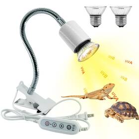 Waazoorep 727458186772 Reptile Heat Lamp Uva Uvb Light With 360 Rotatable Hose And Timed Wit
