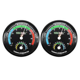 42971 Wacool Mini Analog Thermometer Hygrometer 2 Pack Dial Green Red White