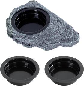 Erb31 Wacool Terra Magnetic Gecko Ledge - Single Bowl Reptile Feeding Slot Black