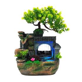 Js002 Wemakmak Tabletop Waterfall Fountain 11 In Rockery Humidifier With Color-changing
