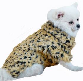Wenfvvin 712142284711 Dog Pet Leopard Faux Fur Button Design Luxury Warm Sweater Coat For Chihuahua