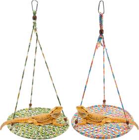 Wesiti 726084758018 2 Pcs Bearded Dragon Hammock Summer Reptile Hanging Bed Swing