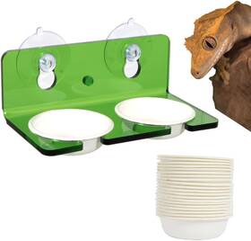 Woledoe 313102311388 Crested Gecko Feeding Ledge With 20pcs 1oz Biodegradable Bowls Reptile Food