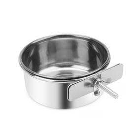 Wontee 639510155186 Pet Food Water Bowl With Clamp Holder Stainless Steel Coop Cup Hanging Feeder