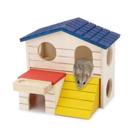 Wontee 639510181598 Hamster Hideout Hut Small Animals Two Layers Wooden House For Mice Gerbil Rat