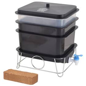 4-tray Worm Nerd Wn41 Composting Bin Kit With Coco Coir Brick For Recycling Food W