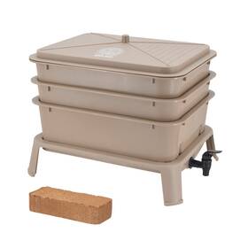 4-tray Worm Nerd Wn53 Composting Bin Kit With Coco Coir Brick For Recycl... Fast Ship