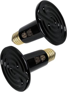 B100w-2 Wuhostam W-e26/b100w-2 2 Pack 100w Infrared Ceramic Heat Lamp Black Reptile Bulb No Ligh