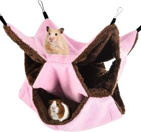 Llnvbp1926 Xinrui 3 Tier Ferret Rat Hammock Guinea Pig Cage Accessories 11.8x11.8 Pink