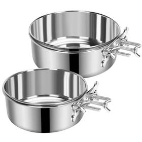 E2303070301a2 Yummy Sam 2 Pcs Medium Dog Food Water Bowl For Cage With Upgraded Clamp Holder Pet Ken