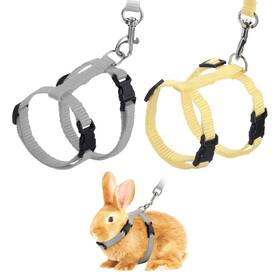 Zaplyte 683007498201 2pcs Rabbit Harness And Leash Small Animal Beige/gray