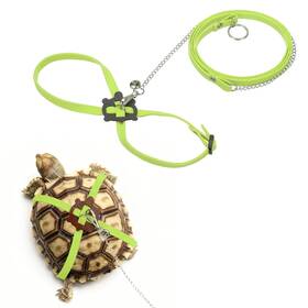 Zaplyte 686130262978 Tortoise Leash Harness With Bell Leather Small Lake Green