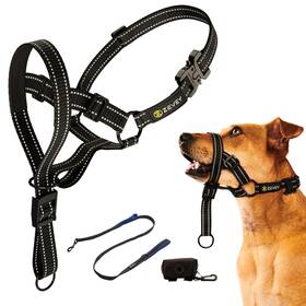 Zv500 Zevey Dog Headcollar With Leash And Safety Strap Stops Heavy Pulling On The L