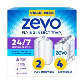 Zevo 744284735264 2 Flying Insect Traps And 4 Refill Cartridges - Plug In Fly Trap Indoor