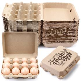 Woo-zhanmai-16 Zhanmai 50 Pcs Natural Paper Pulp Egg Cartons Blank Bulk 12 Count Dozen Vinta
