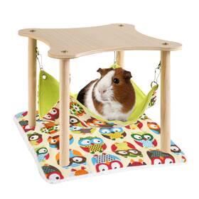 Hmk-mat01 Zibugzag Hammock With Wooden Stand Double-sided Bed For Small Pets